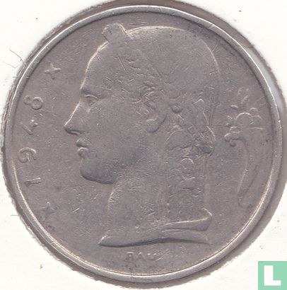 Belgique 5 francs 1948 (FRA) - Image 1