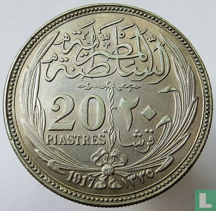 Egypte 20 piastres 1917 (AH1335 - zonder H) - Afbeelding 1