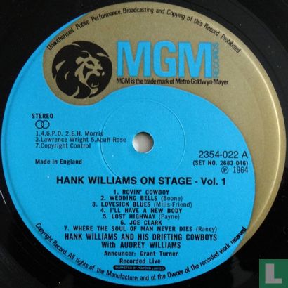 Hank Williams on Stage, Vol. 1 & 2 - Afbeelding 3