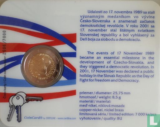 Slowakei 2 Euro 2009 (Coincard) "20th anniversary of 17th November 1989" - Bild 2