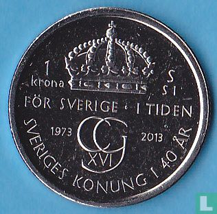 Sweden 1 krona 2013 "40th Anniversary of the Reign of King Carl XVI Gustaf" - Image 2