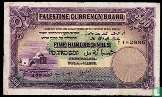 Palestine (A"Y) 500 Mils 1939 - Image 1