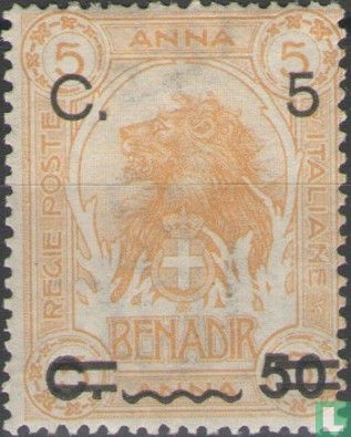 Lion's head, with double overprint