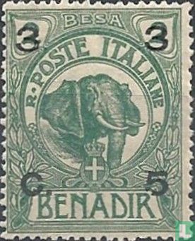 Head of elephant, with double overprint 