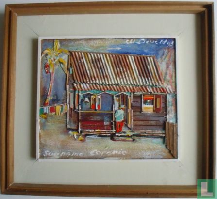 Surinaams huis op palen met palm - Afbeelding 1