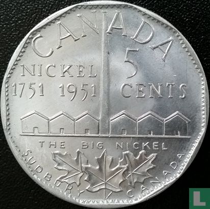 Canada 5 cents 1951 "200th Anniversary of the Discovery of Nickel"  - Afbeelding 1