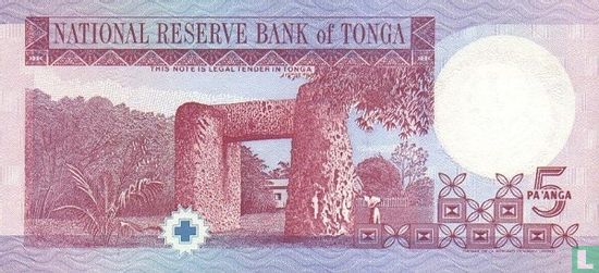 Tonga 5 Pa'anga ND (1995) - Image 2