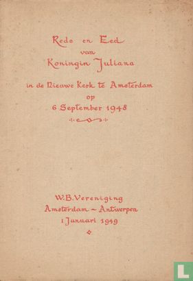 Rede en eed van Koningin Juliana in de Nieuwe kerk te Amsterdam op 6 september 1948 - Image 1
