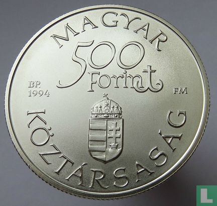Hongarije 500 forint 1994 "Old Danube ship Carolina" - Afbeelding 1