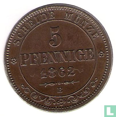 Saksen-Albertine 5 pfennige 1862 - Afbeelding 1