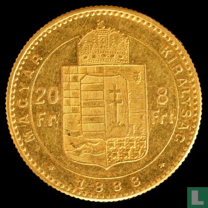 Hongarije 8 forint / 20 francs 1888 - Afbeelding 1