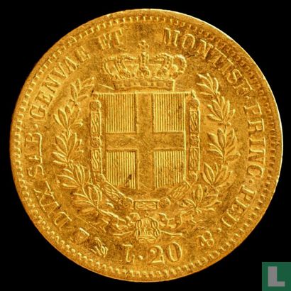 Sardinië 20 lire 1853 (P) - Afbeelding 2
