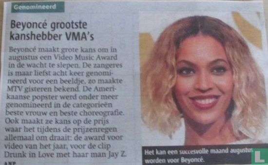 Beyoncé grootste kanshebber VMA's