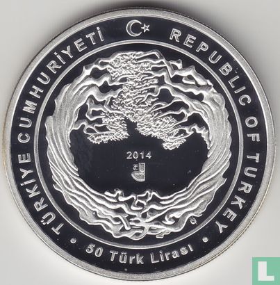 Turkije 50 türk lirasi 2014 (PROOF) "600 years Polish-Turkish diplomatic relations" - Afbeelding 1