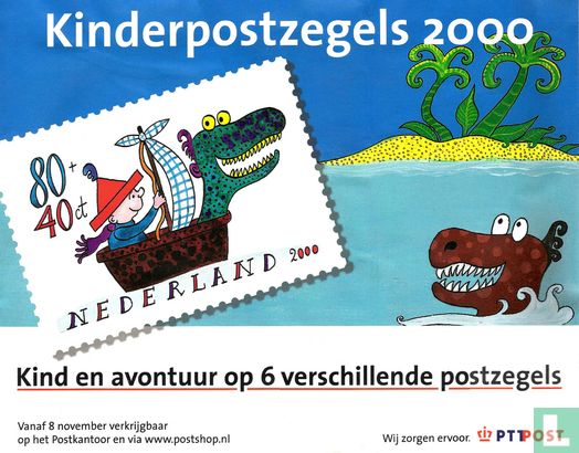 Kinderpostzegels 2000. Kind en avontuur op 6 verschillende postzegels.