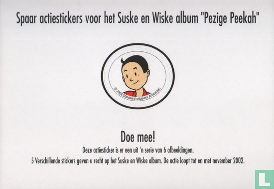 Spaar actiestickers voor het Suske en Wiske album "Pezige Peekah"   