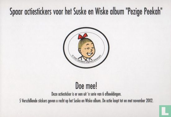 Spaar actiestickers voor het Suske en Wiske album "Pezige Peekah"  