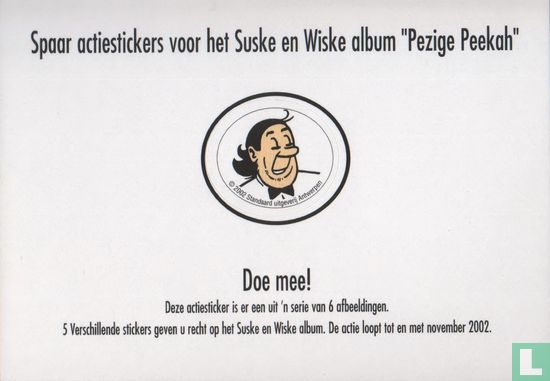 Spaar actiestickers voor het Suske en Wiske album "Pezige Peekah"