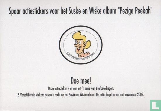 Spaar actiestickers voor het Suske en Wiske album "Pezige Peekah" 