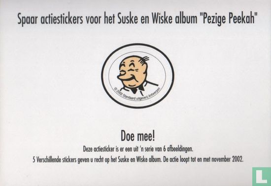 Spaar actiestickers voor het Suske en Wiske album "Pezige Peekah" 
