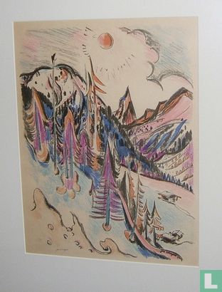 Berglandlandschap - kleurenlitho, uit de serie Schildersprenten, 1947 - Image 1