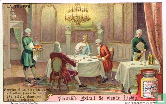 Sevice d'un plat fin garni de truffes (vers la fin du 18e siècle dans un hôtel parisien)