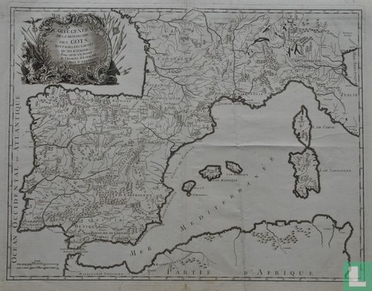 Carte générale de la monarchie des Gots tant dans les Gaules qu'en Espagne 