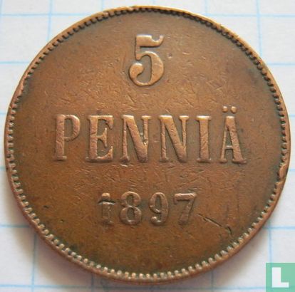 Finlande 5 penniä 1897 - Image 1