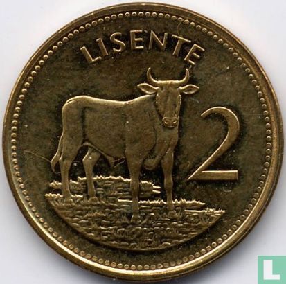 Lesotho 2 lisente 1992 (acier recouvert de laiton) - Image 2