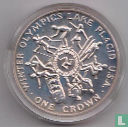 Isle of Man 1 crown 1980 (silver) "1980 Winter Olympics in Lake Placid" - Image 2