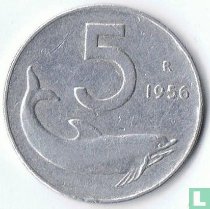 Italie 5 lire 1956 - Image 1