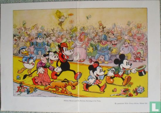 Mickey Mouse and his retinue arriving at the party 