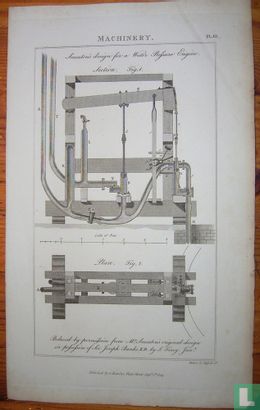  Kopergravure over motor voor water-druk of zo  - Image 1