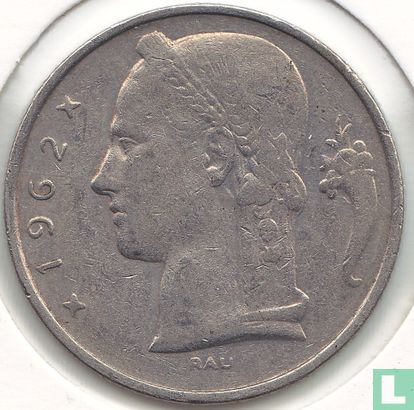 Belgique 5 francs 1962 (NLD - frappe monnaie) - Image 1