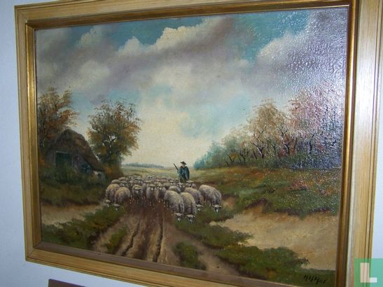 Schaapherder met schapen