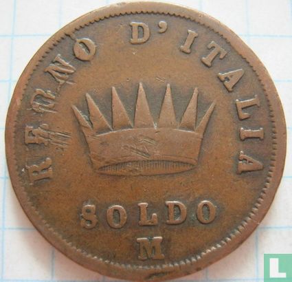 Koninkrijk Italië 1 soldo 1813 - Afbeelding 2