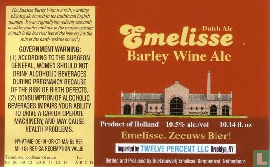 Emelisse Dutch Ale Barley Wine Ale (10.14 fl.oz)