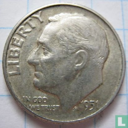États-Unis 1 dime 1951 (sans lettre) - Image 1