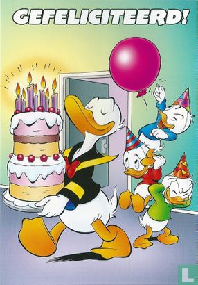 Donald Duck Gefeliciteerd ansichtkaart. - Afbeelding 1
