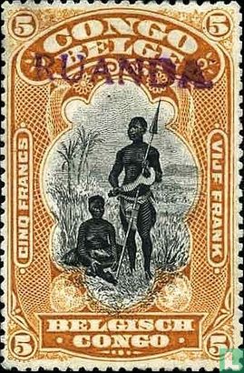 Stamps of the Belgian Congo with overprint Rwanda