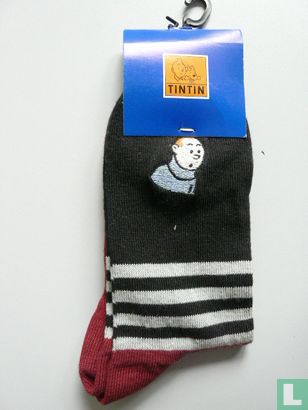 Hergé # Sokken met kuifje afbeelding blauw met rode voet maar 29/34