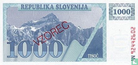 Slovenië 1.000 Tolarjev 1992 (Vzorec)