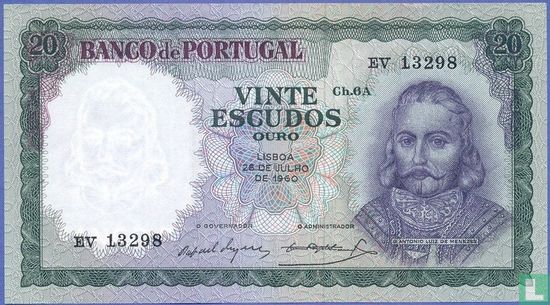 Portugal 20 escudos (Rafael da Silva Neves Duque & João Baptista de Araújo) - Image 1