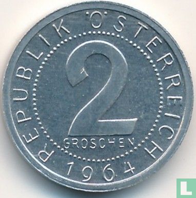 Oostenrijk 2 groschen 1964 - Afbeelding 1
