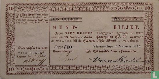10 guilder Netherlands 1846