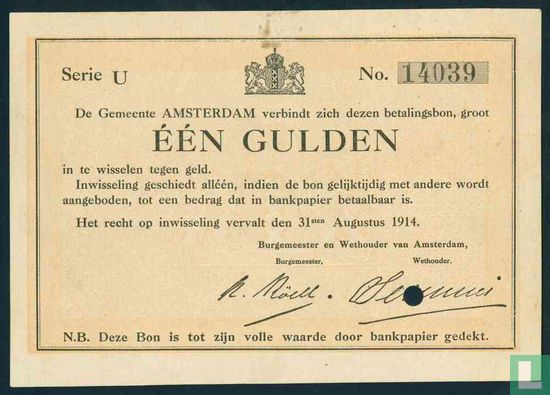 1 Guilder 1914 City of Amsterdam - Image 3