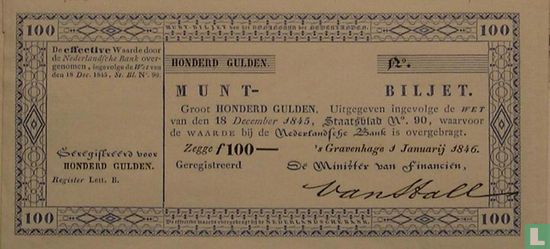 100 guilder Netherlands 1846