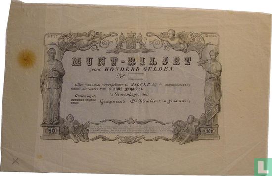 100 gulden Nederland 1852