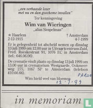 19990712 Ter kennisgeving Wim van Wieringen "alias Simpelman"