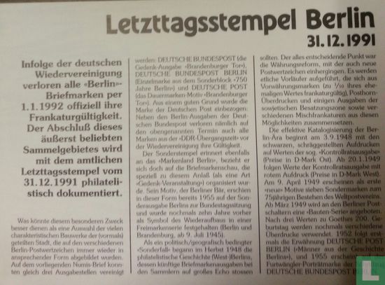 Letzttagsstempel Berlin 31.12. 1991 - Bild 2